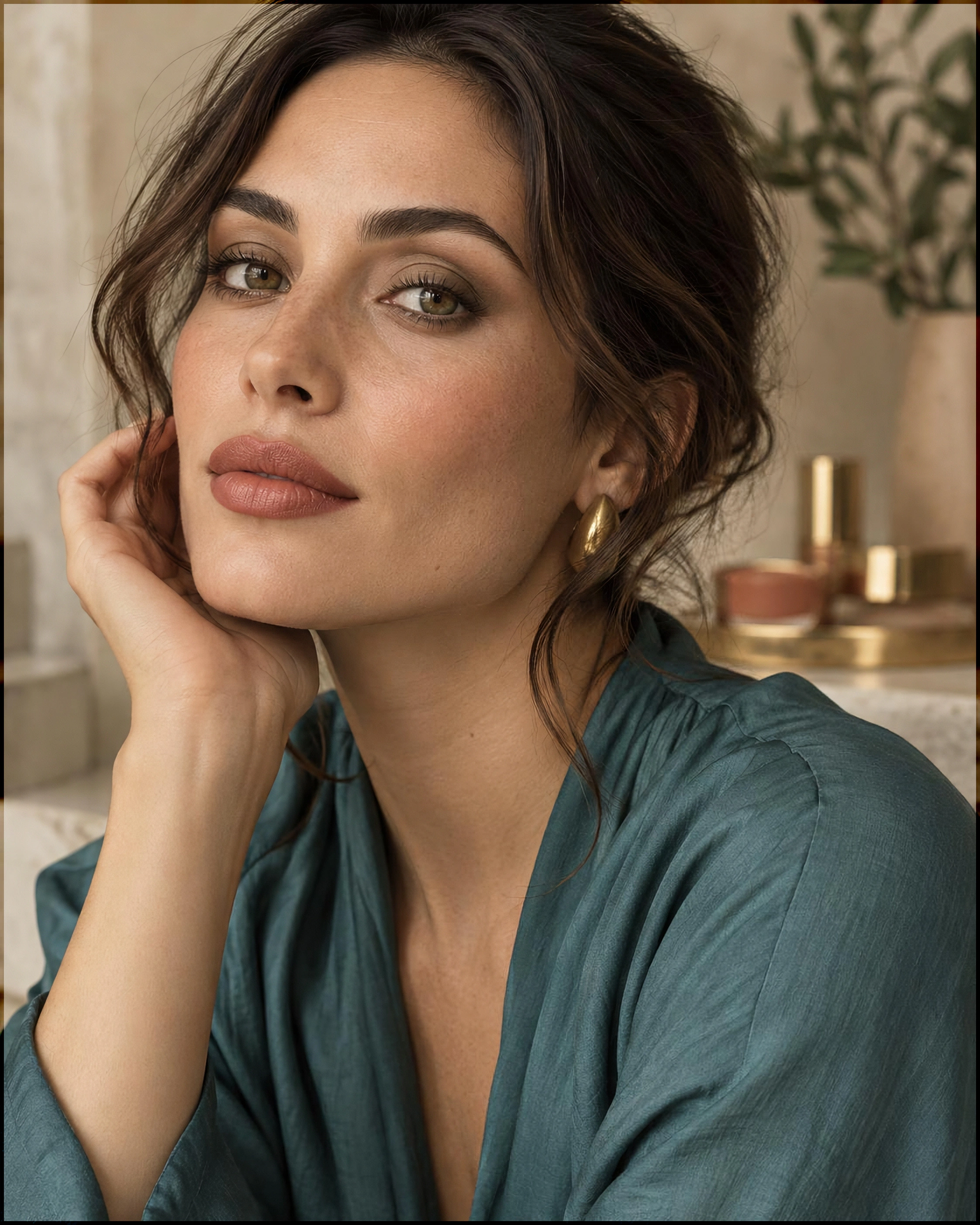 Beauty styling coordinated with a warm muted personal palette