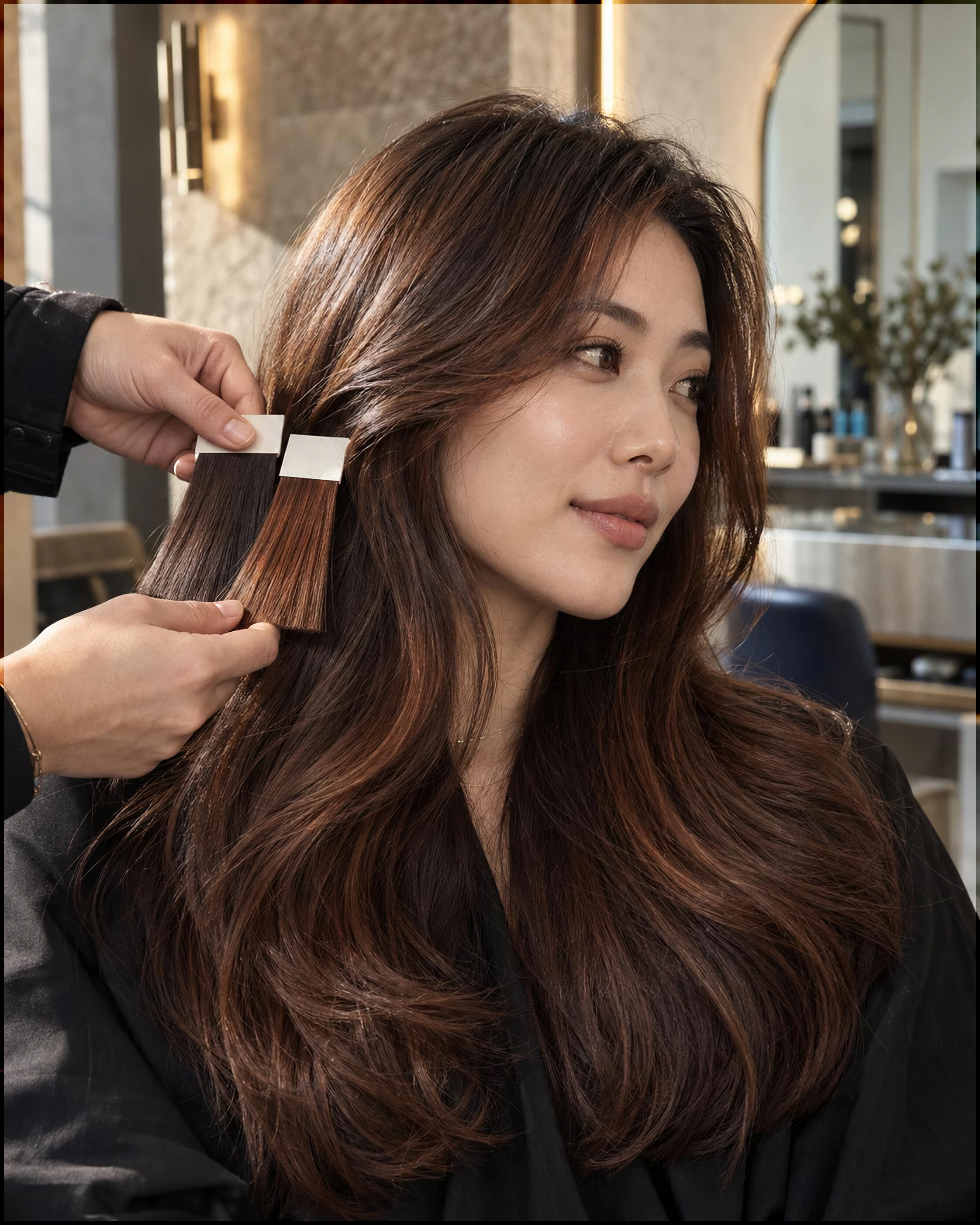 Warm dimensional hair color consultation